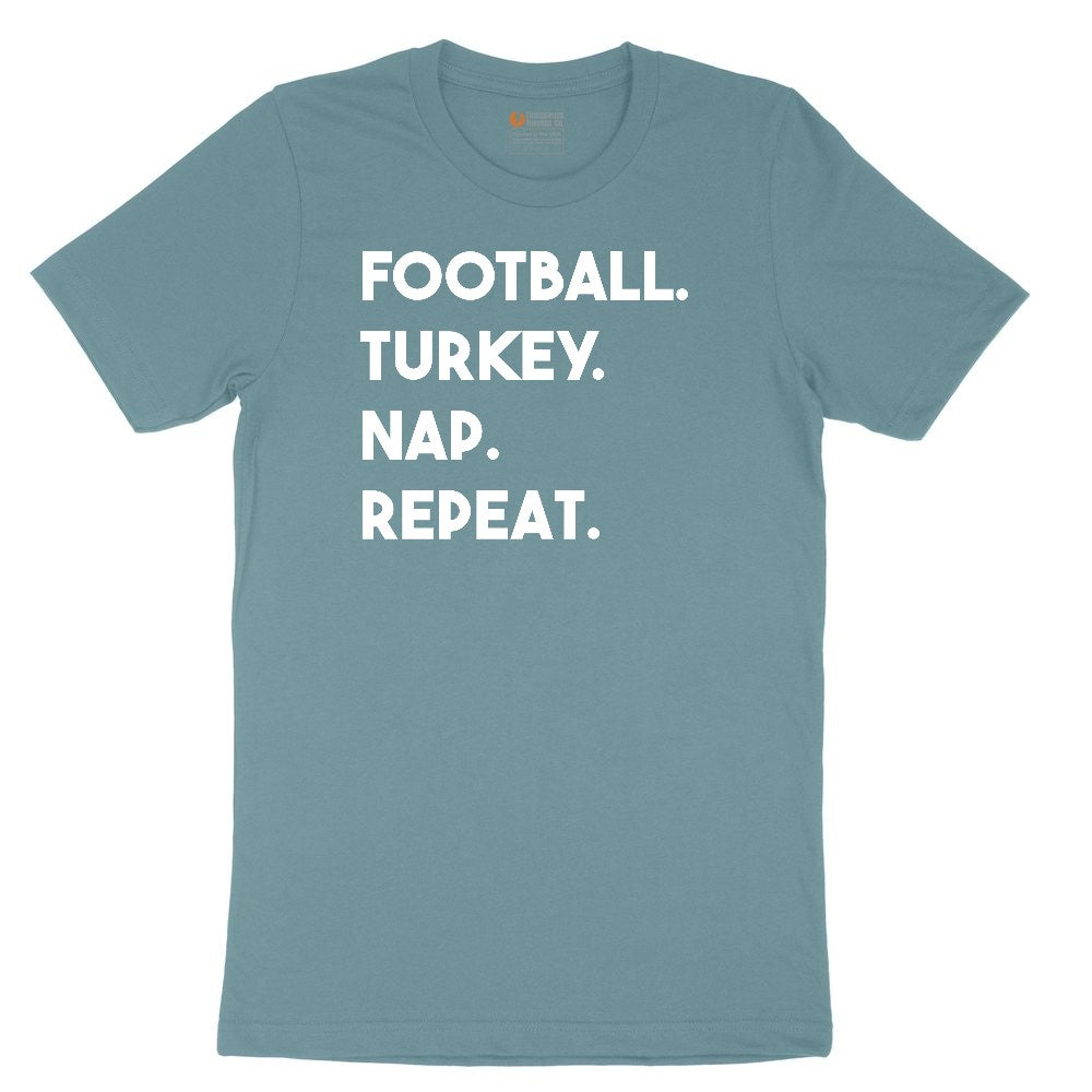 Football Turkey Nap Repeat Ladies Short Sleeve Tee - Surf Blackout