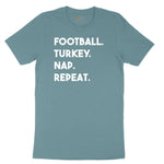 Football Turkey Nap Repeat Ladies Short Sleeve Tee - Surf Blackout