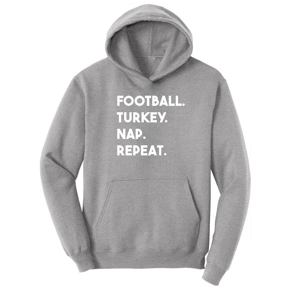 Football Turkey Nap Repeat Hoodie - Athletic Heather