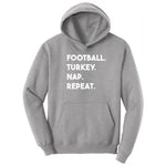 Football Turkey Nap Repeat Hoodie - Athletic Heather