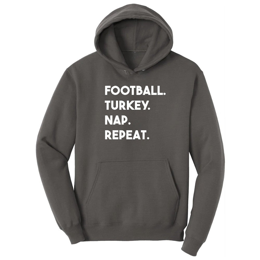 Football Turkey Nap Repeat Hoodie - Charcoal