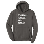 Football Turkey Nap Repeat Hoodie - Charcoal