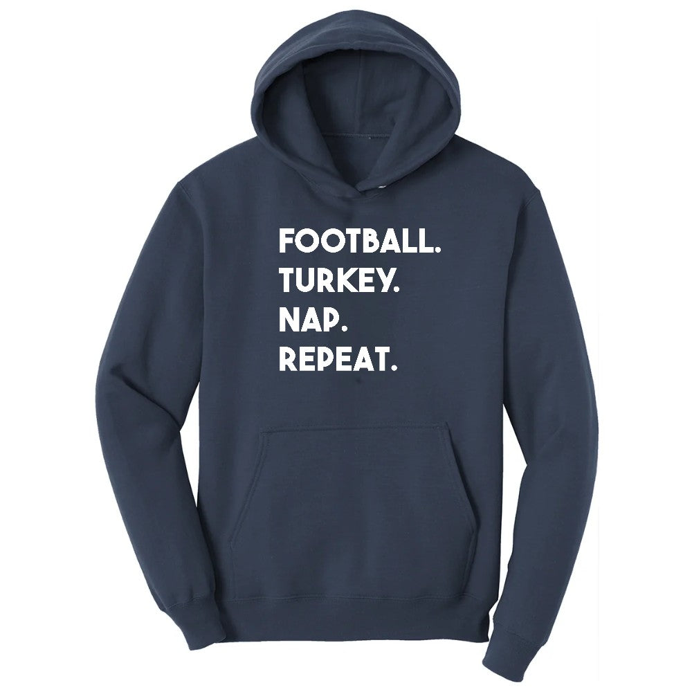 Football Turkey Nap Repeat Hoodie - Navy