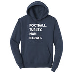 Football Turkey Nap Repeat Hoodie - Navy