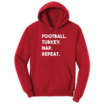 Football Turkey Nap Repeat Hoodie - Red