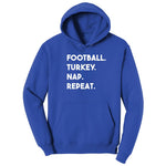 Football Turkey Nap Repeat Hoodie - True Royal
