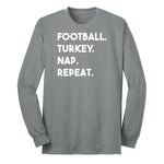 Football Turkey Nap Repeat Long Sleeve Tee - Athletic Grey