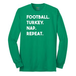 Football Turkey Nap Repeat Long Sleeve Tee - Kelly Green
