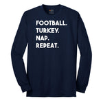 Football Turkey Nap Repeat Long Sleeve Tee - Navy