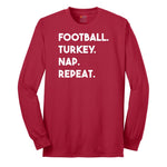 Football Turkey Nap Repeat Long Sleeve Tee - Red