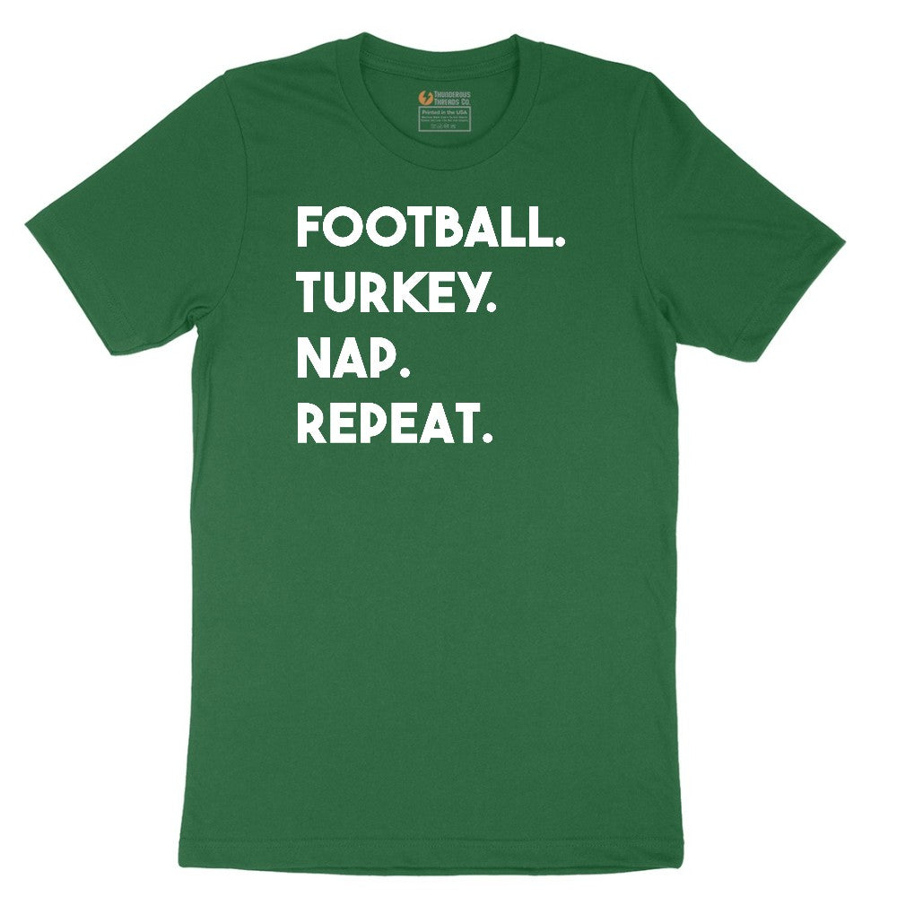 Football Turkey Nap Repeat Short Sleeve Tee - Athletic Kelly