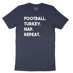 Football Turkey Nap Repeat Short Sleeve Tee - Heather Navy