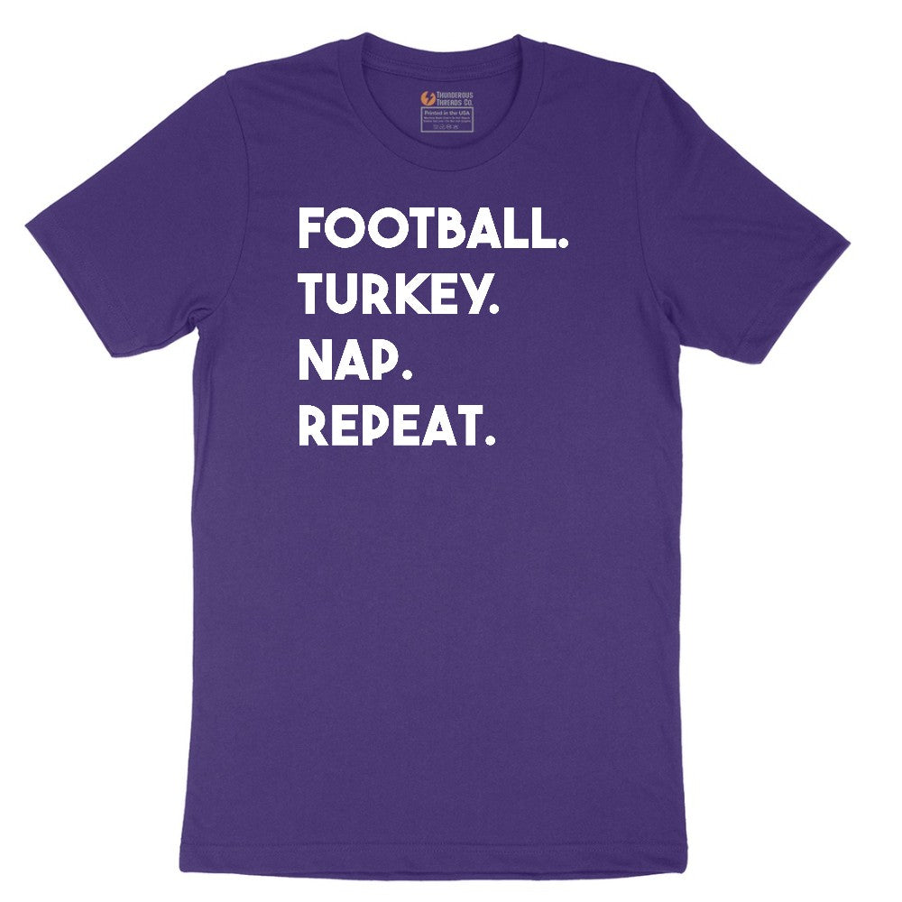 Football Turkey Nap Repeat Short Sleeve Tee - Team Purple