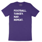 Football Turkey Nap Repeat Short Sleeve Tee - Team Purple