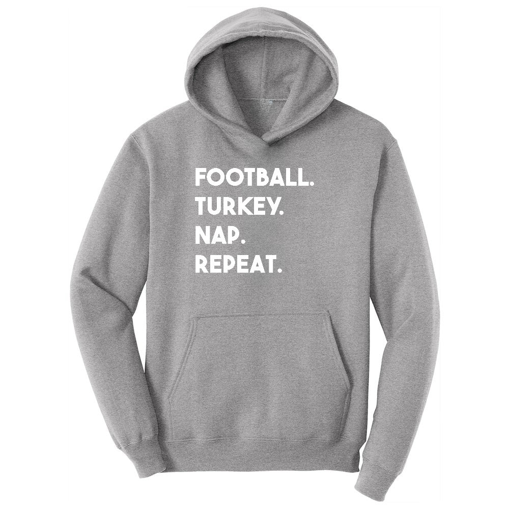 Football Turkey Nap Repeat Toddler Hoodie - Athletic Heather