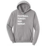 Football Turkey Nap Repeat Toddler Hoodie - Athletic Heather