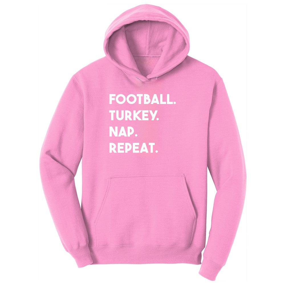 Football Turkey Nap Repeat Toddler Hoodie - Candy Pink