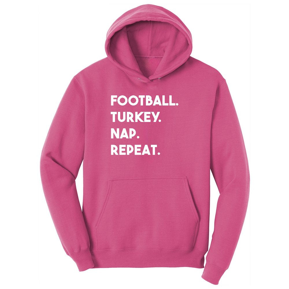 Football Turkey Nap Repeat Youth Hoodie - Sangria