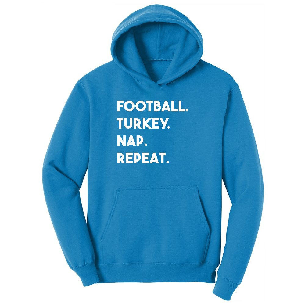 Football Turkey Nap Repeat Youth Hoodie - Sapphire
