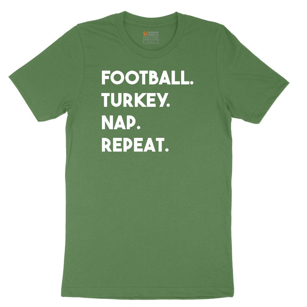 Football Turkey Nap Repeat Youth Short Sleeve Tee - Athletic Kelly