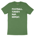 Football Turkey Nap Repeat Youth Short Sleeve Tee - Athletic Kelly