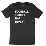 Football Turkey Nap Repeat Youth Short Sleeve Tee - Black