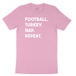 Football Turkey Nap Repeat Youth Short Sleeve Tee - Candy Pink