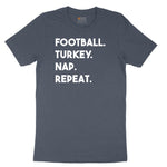 Football Turkey Nap Repeat Youth Short Sleeve Tee - Heather Navy