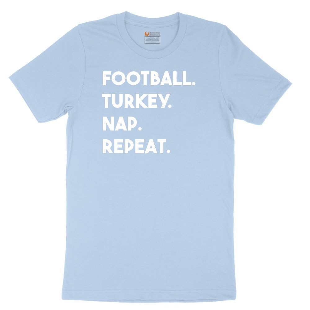 Football Turkey Nap Repeat Youth Short Sleeve Tee - Light Blue