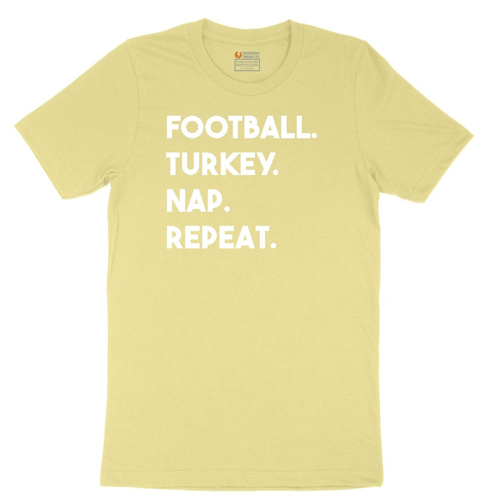 Football Turkey Nap Repeat Youth Short Sleeve Tee - Yellow