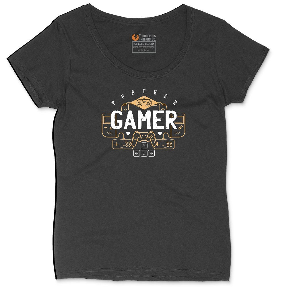 Forever Gamer - Mens & Ladies T-Shirt Ladies Curvy Tee - Black