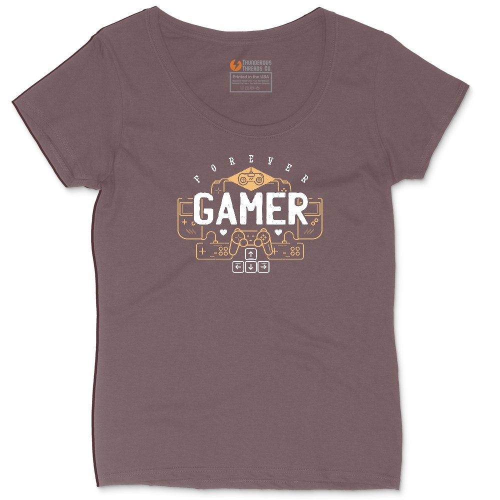 Forever Gamer - Mens & Ladies T-Shirt Ladies Curvy Tee - Sangria Blackout