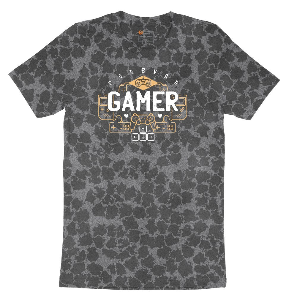 Forever Gamer - Mens & Ladies T-Shirt Ladies Short Sleeve Tee - Black Leopard