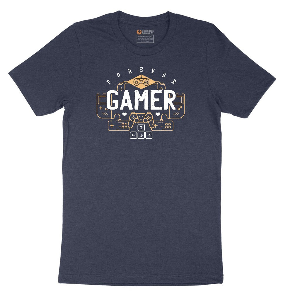 Forever Gamer - Mens & Ladies T-Shirt Short Sleeve Tee - Heather Navy