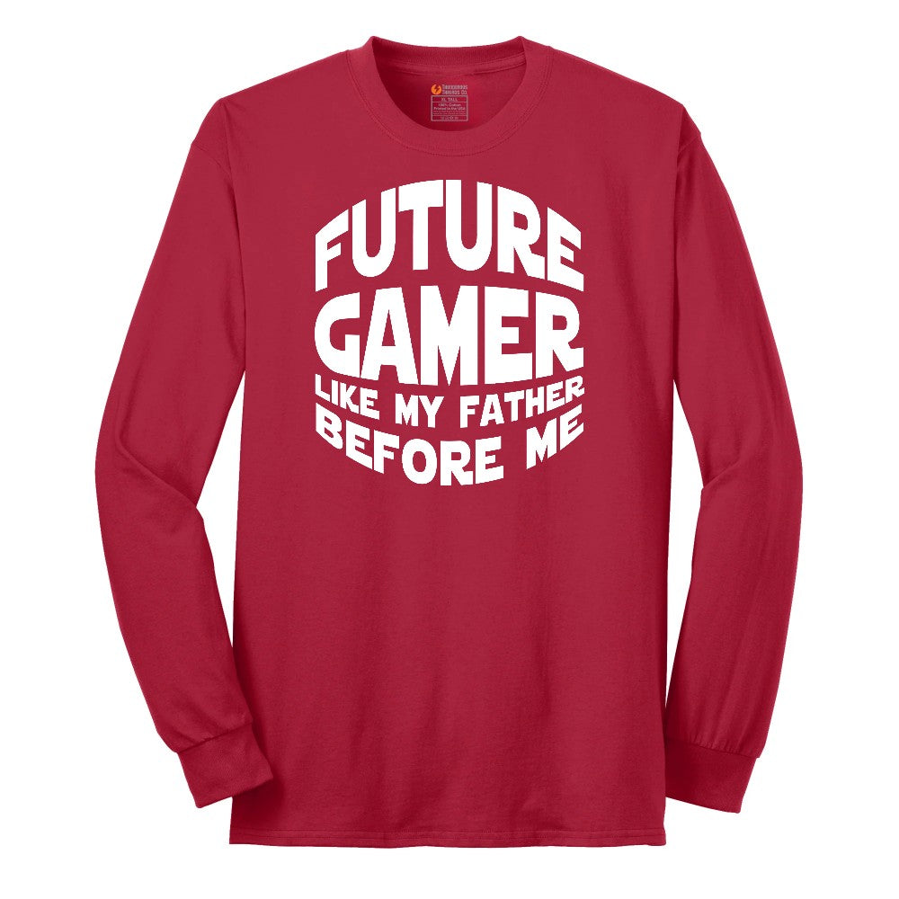Future Gamer Like My Father Before Me - Mens & Ladies T-Shirt Long Sleeve Tee - Red