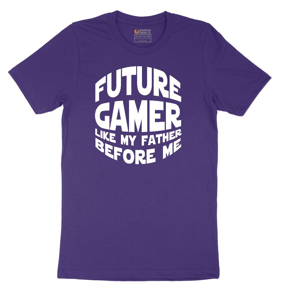 Future Gamer Like My Father Before Me - Mens & Ladies T-Shirt Short Sleeve Tee - Team Purple
