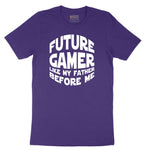 Future Gamer Like My Father Before Me - Mens & Ladies T-Shirt Short Sleeve Tee - Team Purple
