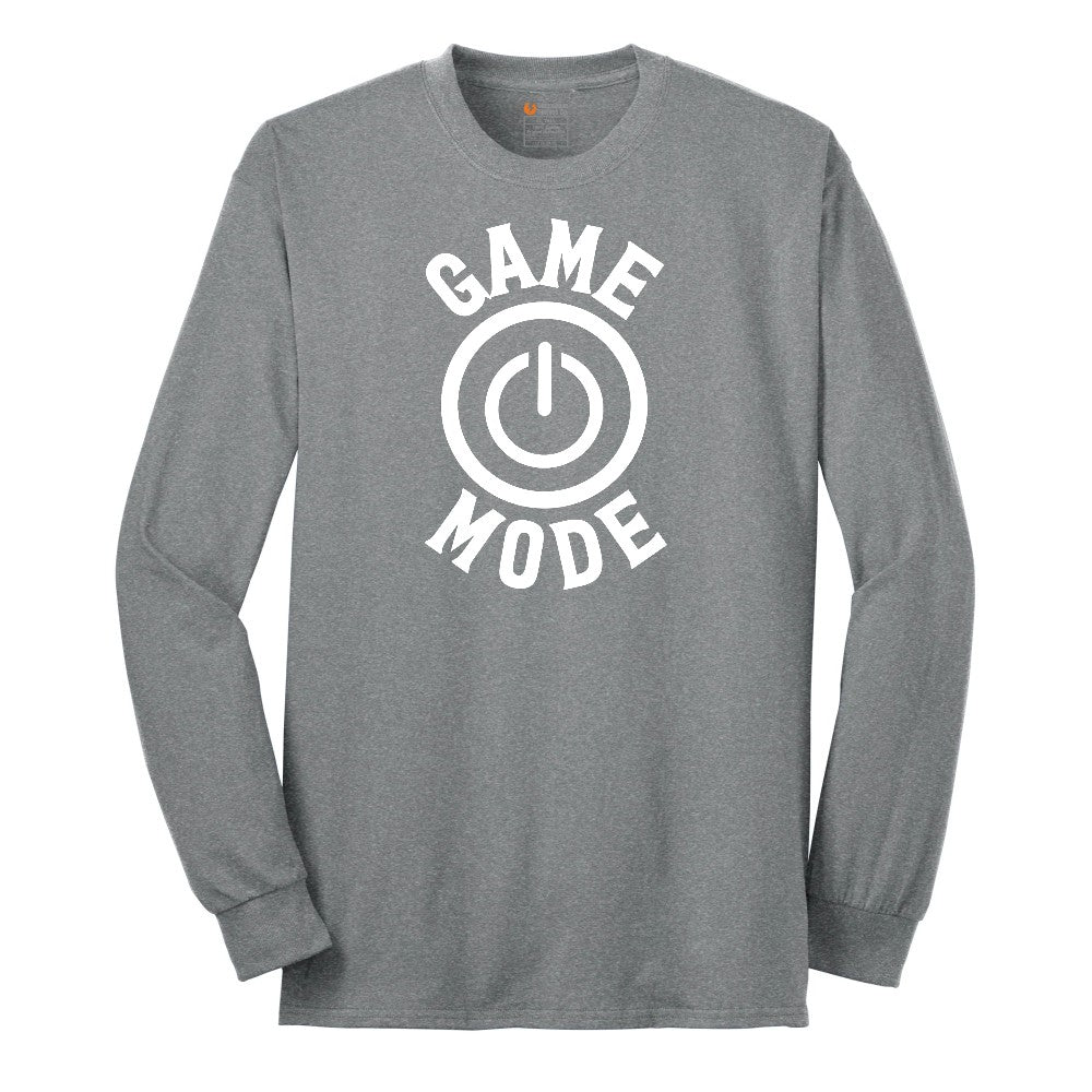 Game Mode - Mens & Ladies T-Shirt Long Sleeve Tee - Athletic Grey