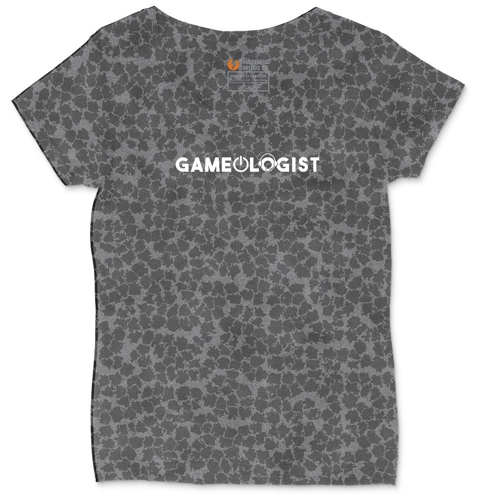 Gameologist - Mens & Ladies T-Shirt Ladies Curvy Tee - Black Leopard