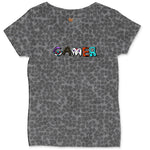 Gamer Art Version - Mens & Ladies T-Shirt Ladies Curvy Tee - Black Leopard