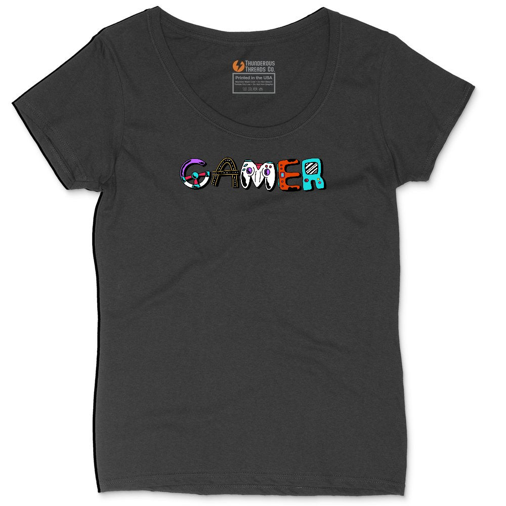 Gamer Art Version - Mens & Ladies T-Shirt Ladies Curvy Tee - Black