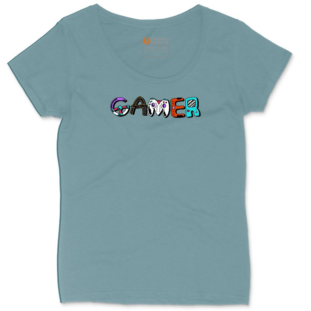 Gamer Art Version - Mens & Ladies T-Shirt Ladies Curvy Tee - Surf Blackout
