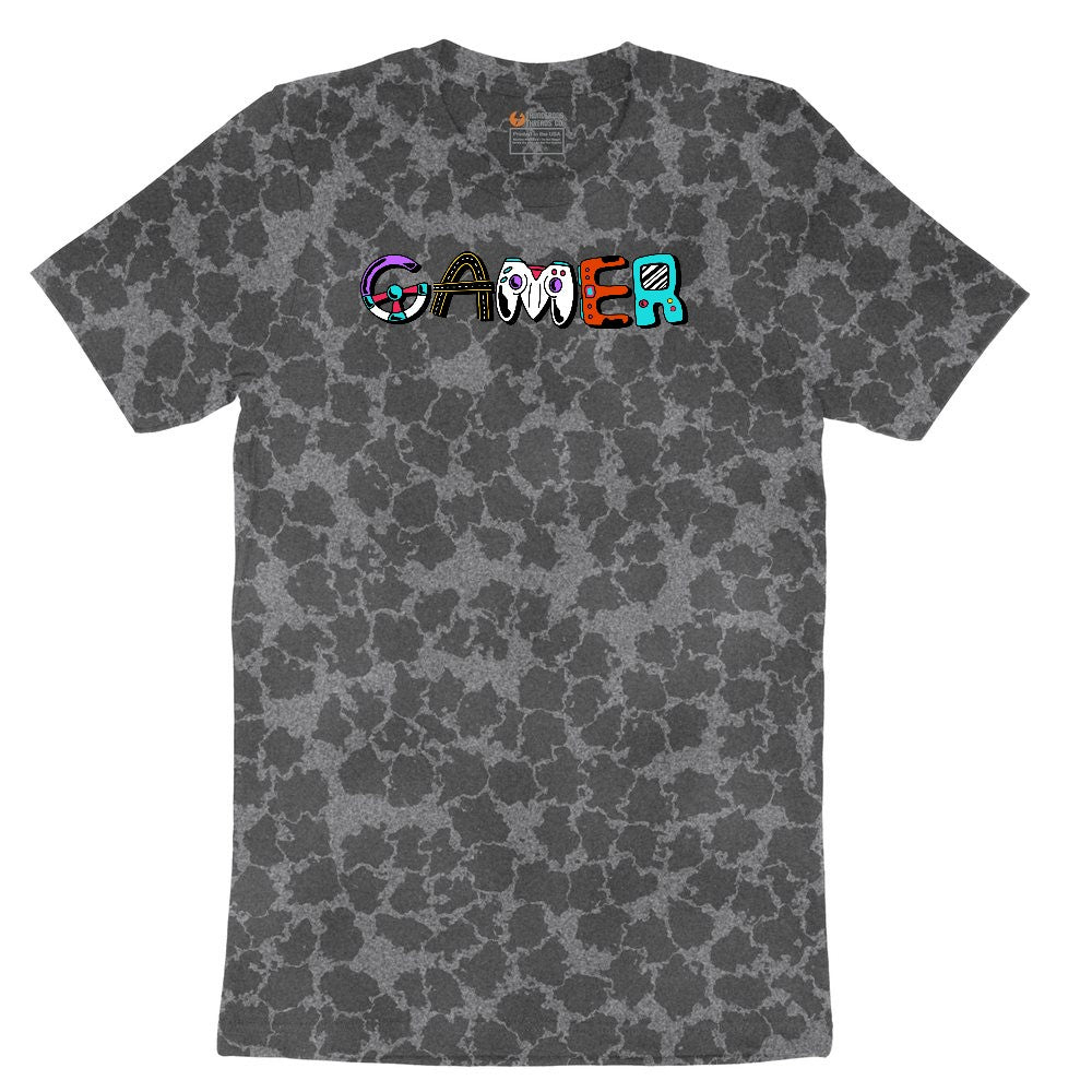 Gamer Art Version - Mens & Ladies T-Shirt Ladies Short Sleeve Tee - Black Leopard