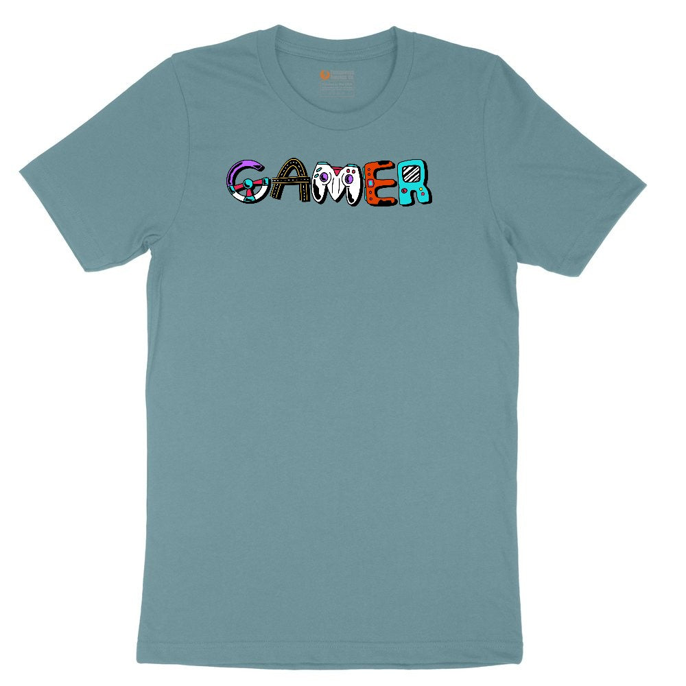 Gamer Art Version - Mens & Ladies T-Shirt Ladies Short Sleeve Tee - Surf Blackout