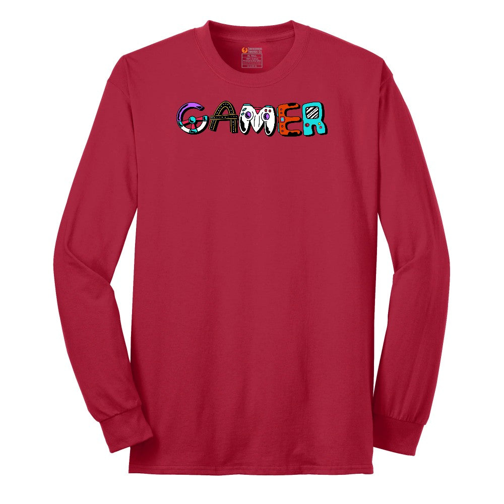 Gamer Art Version - Mens & Ladies T-Shirt Long Sleeve Tee - Red