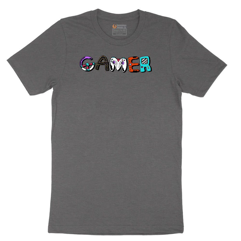 Gamer Art Version - Mens & Ladies T-Shirt Short Sleeve Tee - Dark Heather Grey