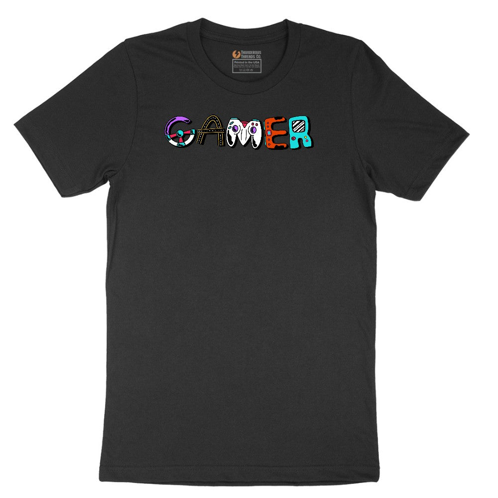 Gamer Art Version - Mens & Ladies T-Shirt Short Sleeve Tee - Jet Black