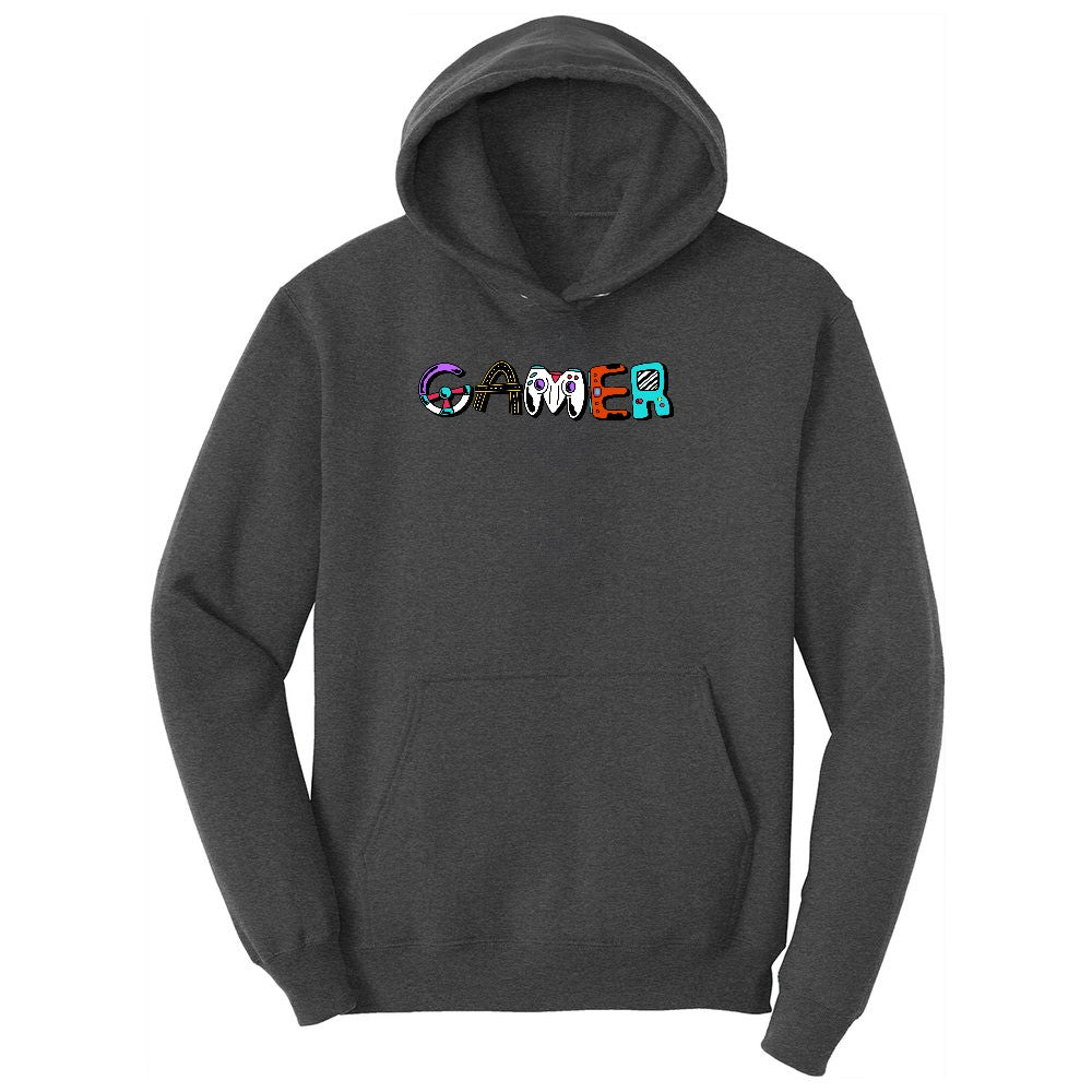Gamer Art Version - Mens & Ladies T-Shirt Youth Hoodie - Dark Heather Grey