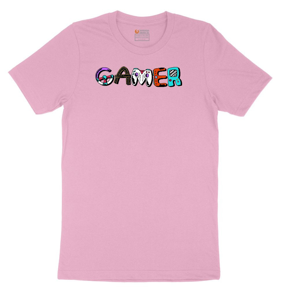 Gamer Art Version - Mens & Ladies T-Shirt Youth Short Sleeve Tee - Candy Pink