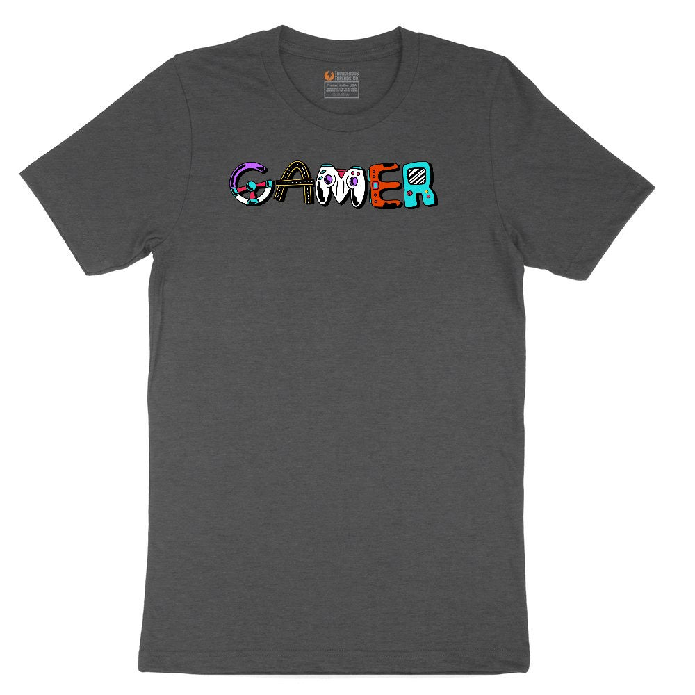 Gamer Art Version - Mens & Ladies T-Shirt Youth Short Sleeve Tee - Dark Heather Grey